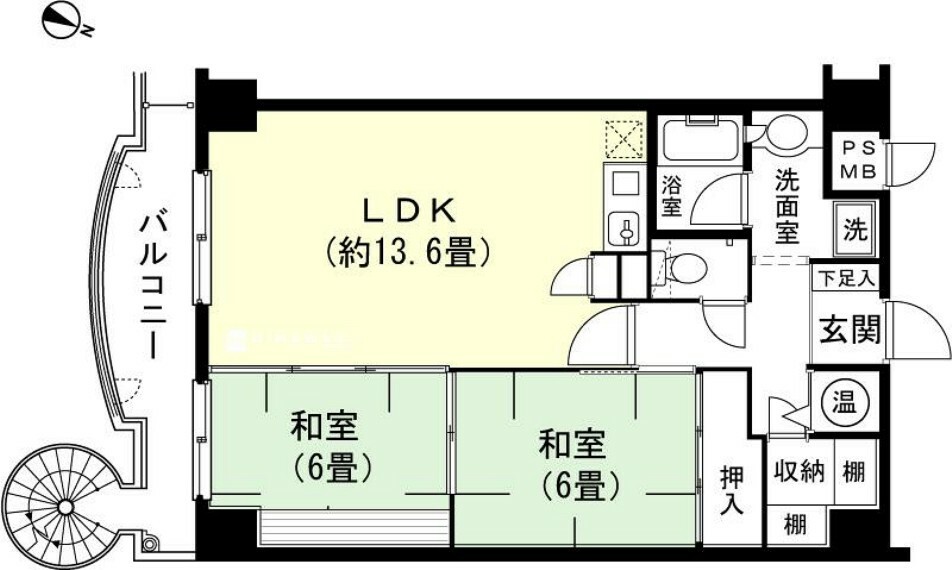 ケアリゾート熱海弐番館(2LDK) 1階の間取り図
