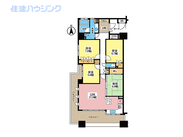 サーパス小田原本町(4LDK) 10階の間取り図