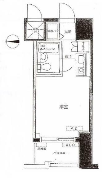 ライオンズマンション横浜反町(1R) 3階の間取り図