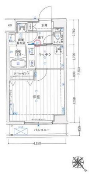 ラフィネジュ横浜南(1K) 4階の間取り図