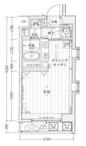 ラフィネジュ横浜南(1K) 6階の間取り図