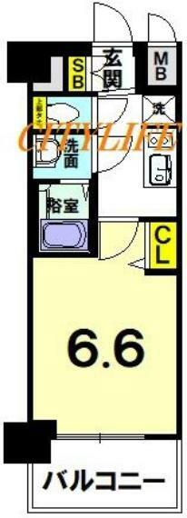 ファステート京都西院パール(1K) 6階の間取り図