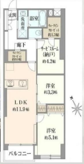 上板橋ハウス(2LDK) 2階の間取り図