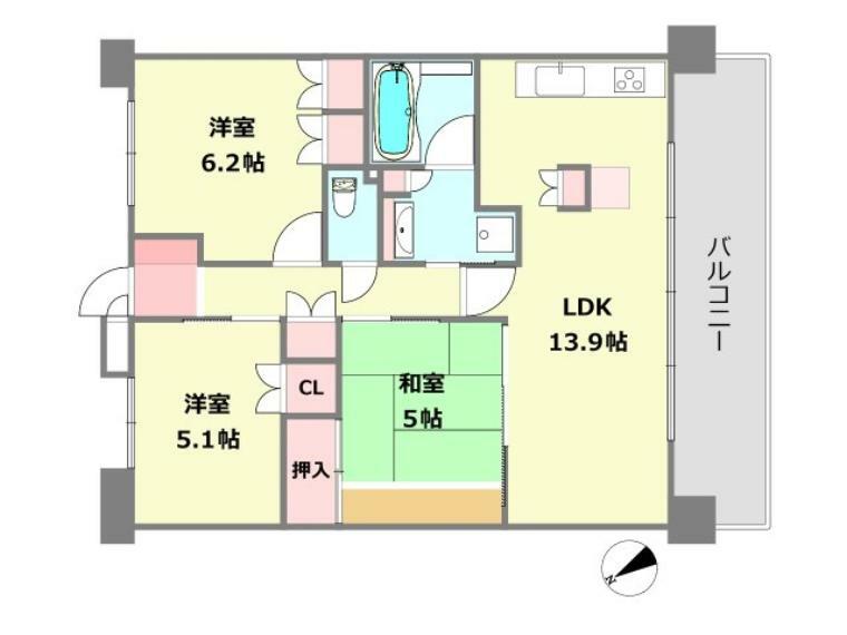 リベール尼崎西難波(3LDK) 15階の間取り図