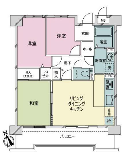 ライオンズマンション植田ヒルズイーストタワー(3LDK) 10階の間取り図