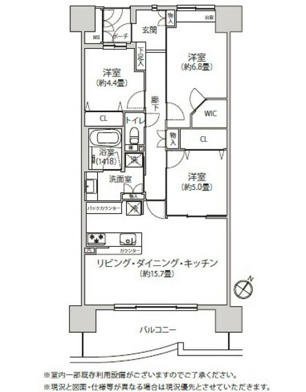 シティヴェールふじみ野二番館(3LDK) 15階の間取り図