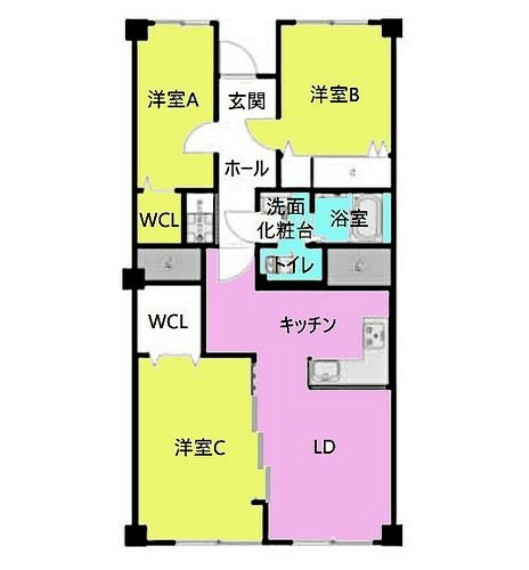 千葉ガーデンタウンA棟(3LDK) 14階の間取り図