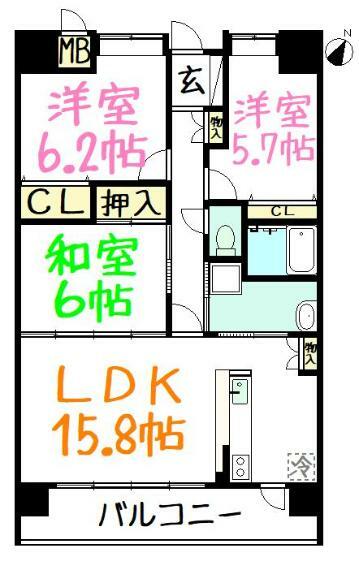 丸美ロイヤル松阪II(3LDK) 3階の内観