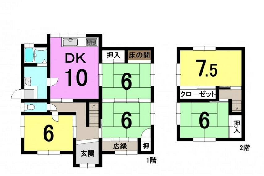 ■5DK ■建物面積延:116.08平米（35.11坪）、1階:82.19平米、2階:33.89平米