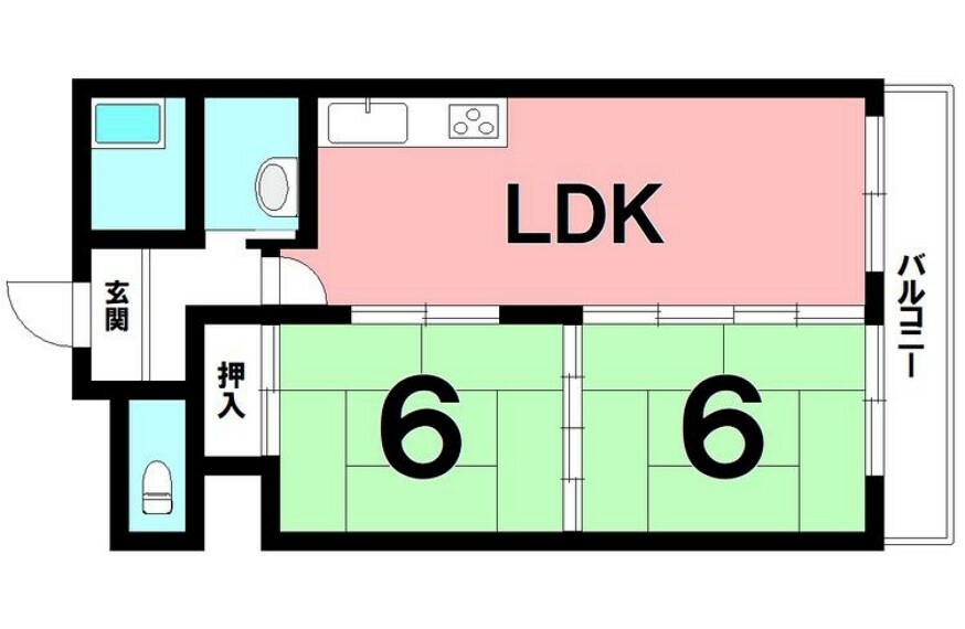 第3鶴丸ハイツ照国町(2LDK) 2階の間取り図