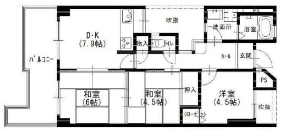 サンマンション西京極(3DK) 3階の内観