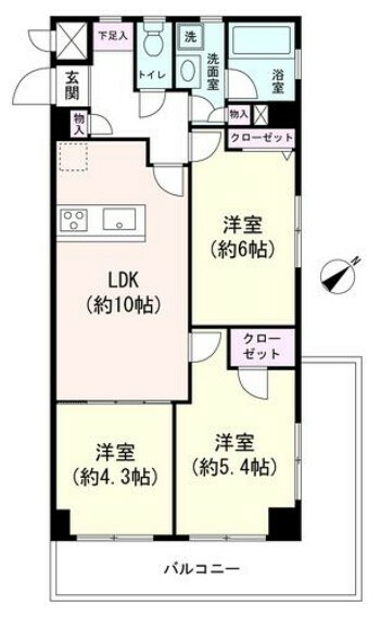 ニックハイム新蒲田(3LDK) 3階の間取り図