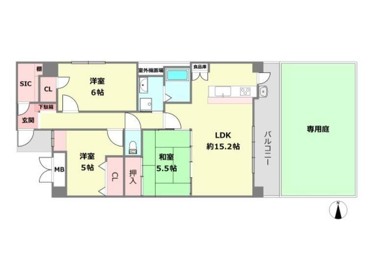 ディークラディア西宮(3LDK) 1階の間取り図