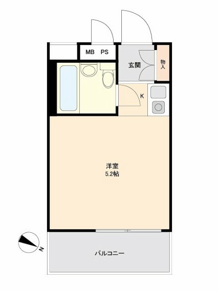 スカイコート新宿(1R) 2階の間取り図