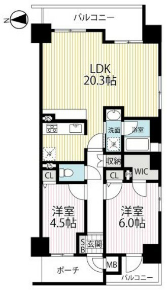 コスモ三条麩屋町(2LDK) 5階の間取り図