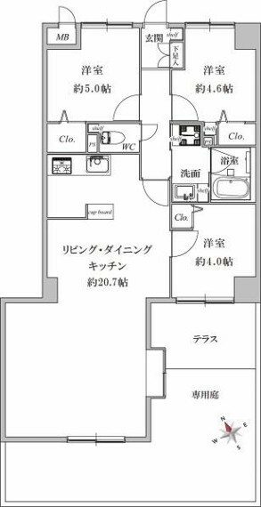 コスモ西川口アンソレール(3LDK) 1階の間取り図