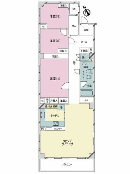 東高駒込ペアシティ(3LDK) 4階の間取り図