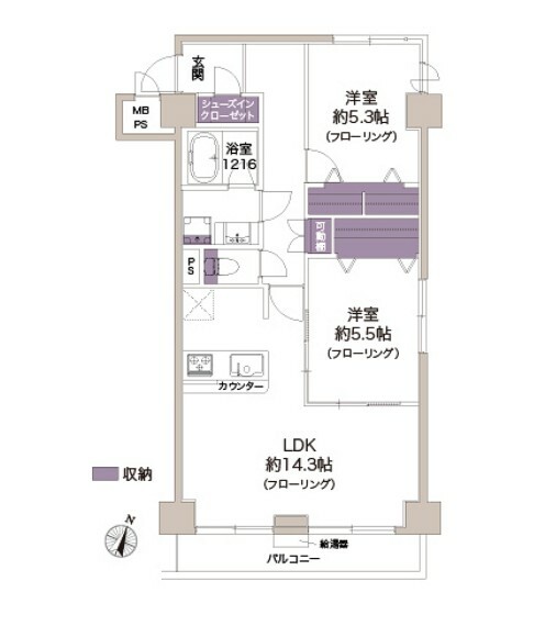ライオンズマンション平沼第三(2LDK) 7階の間取り図