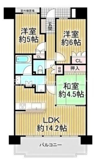 レ・ジェイド江坂(3LDK) 2階の間取り図