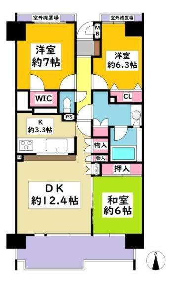 香久山パークスクエアノースリッジ(3LDK) 9階の間取り図