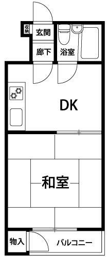シャトウ富士(1DK) 4階の内観