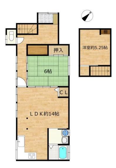 【リフォーム済】間取り図です。2LDKとコンパクトな間取りとなっています。