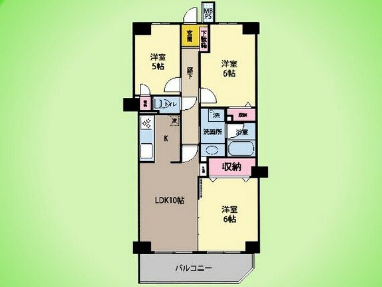 ハイネス町田(3LDK) 3階の間取り図
