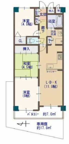ライオンズマンション生駒俵口弐番館(3LDK) 2階の内観