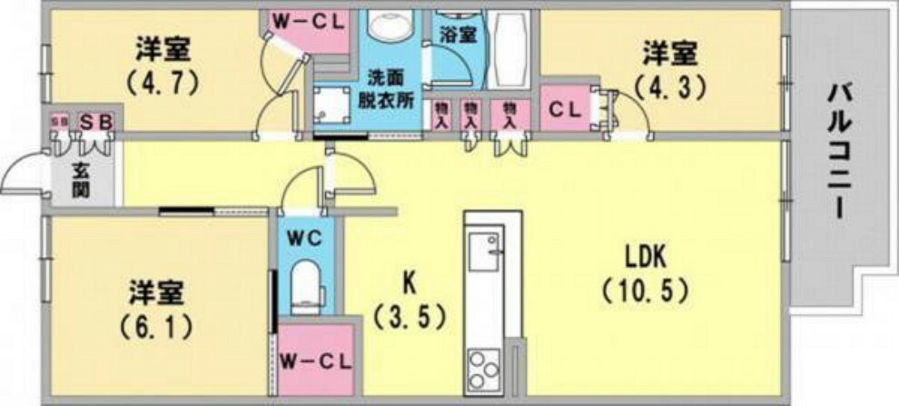 リビオ尼崎STATION　CITY(3LDK) 2階の間取り図