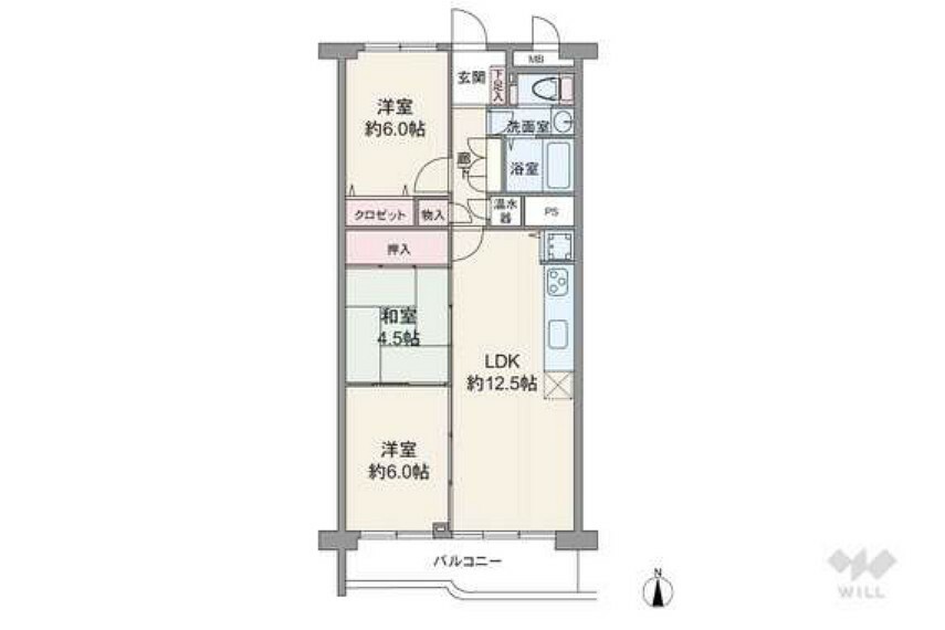 矢田川パークハウスA棟(3LDK) 4階の間取り図