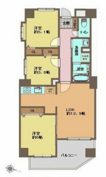 ナイスアーバン志村坂上(3LDK) 1階の間取り図