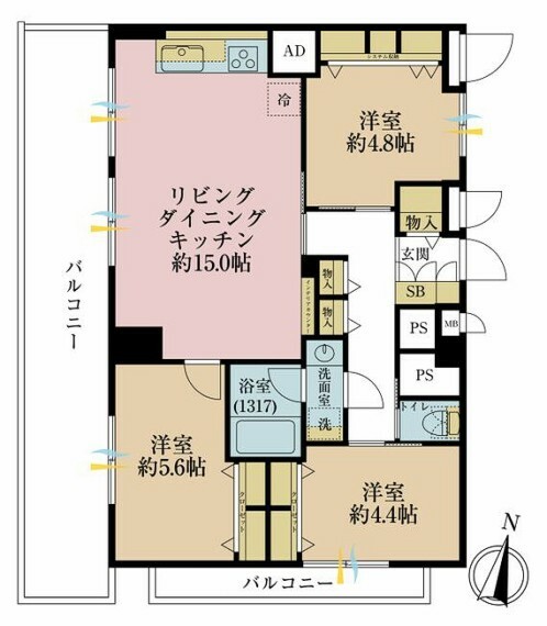 タカシマ志村マンション(3LDK) 13階の間取り図
