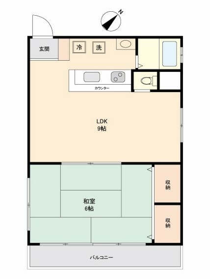 第2宮庭マンション(1LDK) 5階の間取り図