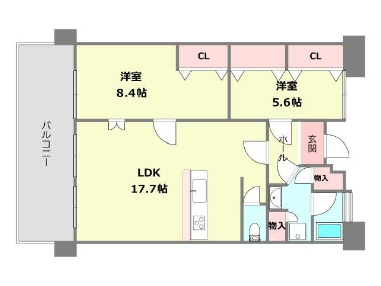 武庫川あおぞらのまち24号棟(2LDK) 3階の間取り図