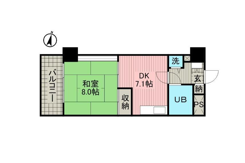 上諏訪ガーデンホームズ(1DK) 6階の間取り図