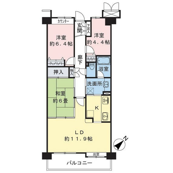 オーベル横浜鶴見(3LDK) 2階の間取り図