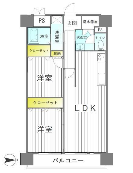 チサンマンション東七番丁(2LDK) 3階の間取り図