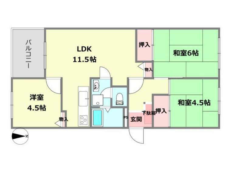 芦屋浜第二住宅六-弐号棟(3LDK) 5階の内観