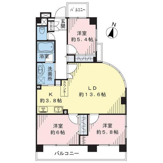 クリオ西川口伍番館(3LDK) 2階の間取り図