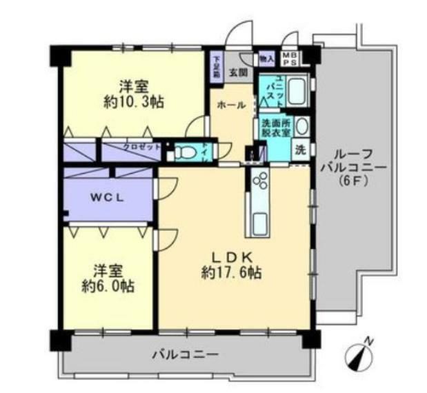 KBCマンションユーハイム二日市(2LDK) 6階の内観