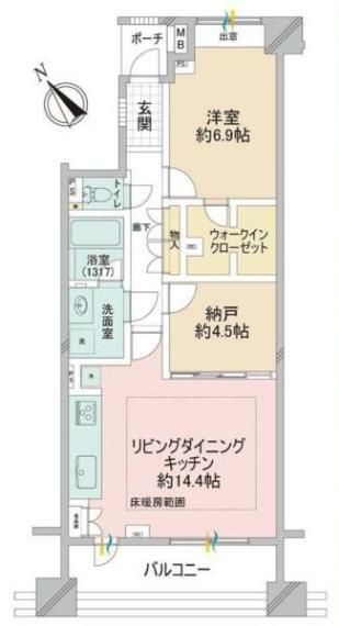 グローリオ横浜関内(1LDK) 9階の間取り図