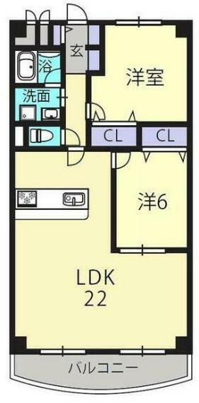 鏡川コーポA棟(2LDK) 10階の間取り図