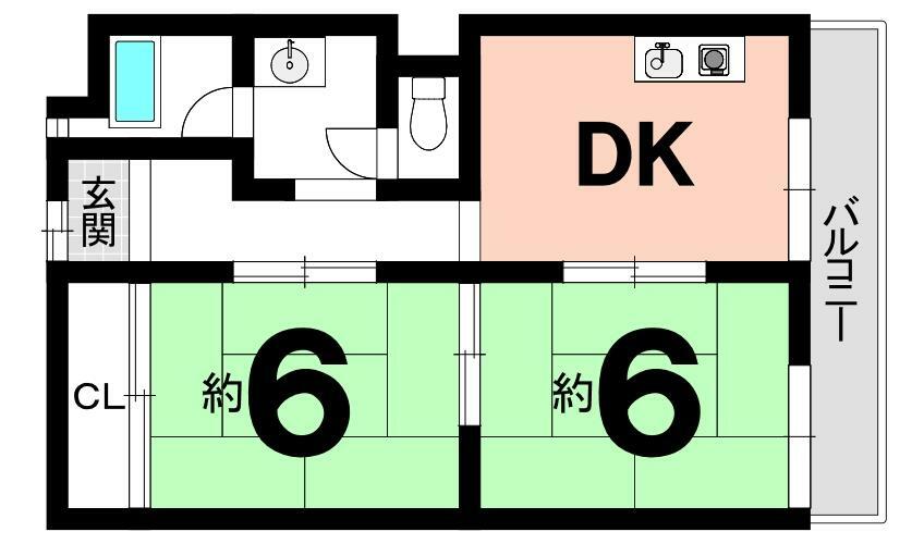 桂グランドハイツ(2DK) 6階の内観