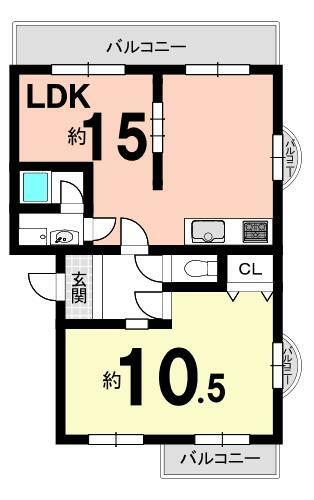 エメラルドマンション十条大宮(1LDK) 3階の間取り図