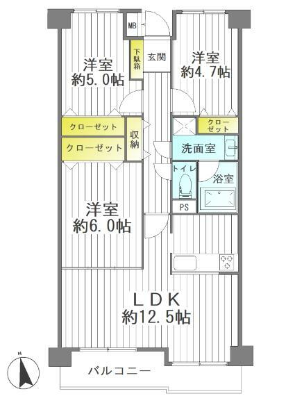 ロイヤルパレス泉中央フィーア(3LDK) 2階の間取り図