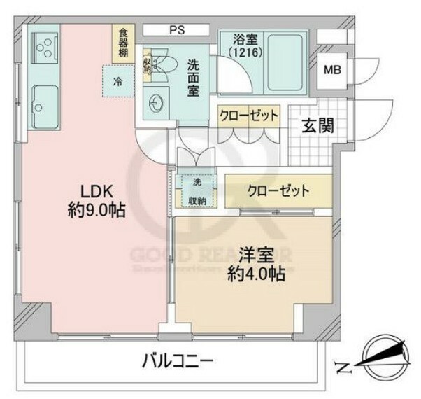 五反田コーポビアネーズ(1LDK) 6階の間取り図