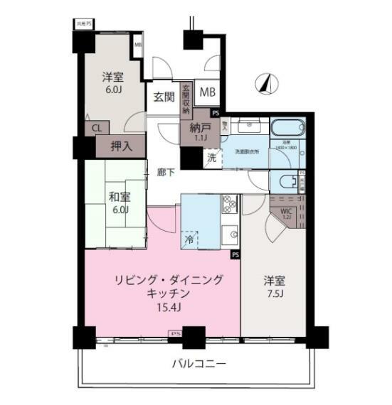 グラン・エステ川崎ツインタワー壱番館(3LDK) 18階の間取り図