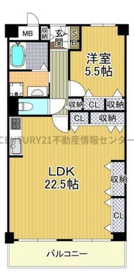 ファミール阿波座(1LDK) 11階の間取り図