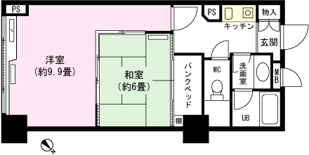 グランドウイング舞子高原(2K) 4階の間取り図
