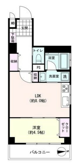 オーク菊名マンション(1LDK) 3階の間取り図